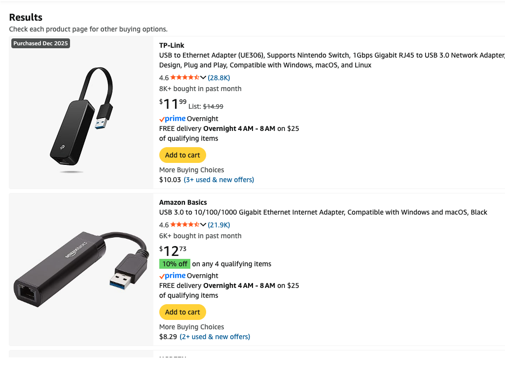 usb to ethernet adapters